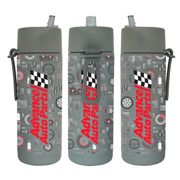 20 oz. Double Walled Stainless Steel Bottle with flip-up straw lid.... from ASI 90807 Tekweld