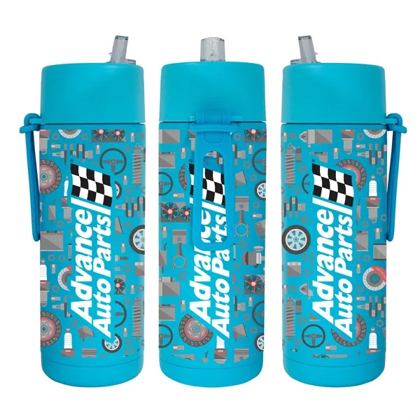 20 oz. Double Walled Stainless Steel Bottle with flip-up straw lid.... from ASI 90807 Tekweld