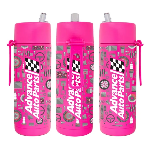 20 oz. Double Walled Stainless Steel Bottle with flip-up straw lid.... from ASI 90807 Tekweld