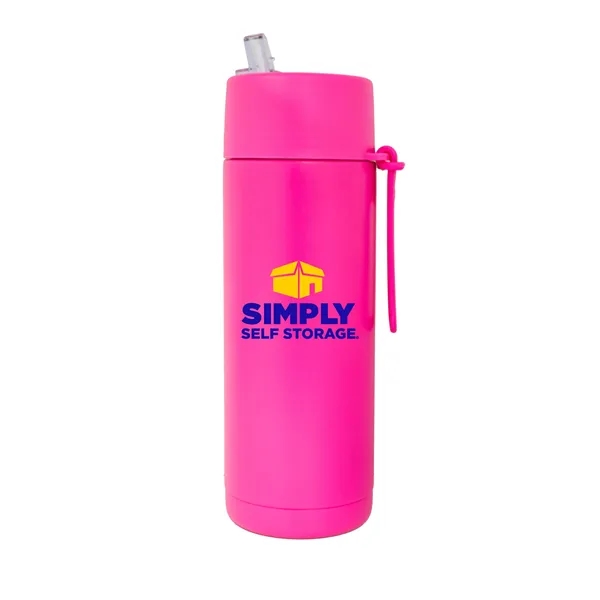 20 oz. Double Walled Stainless Steel Bottle with flip-up straw lid.... from ASI 90807 Tekweld