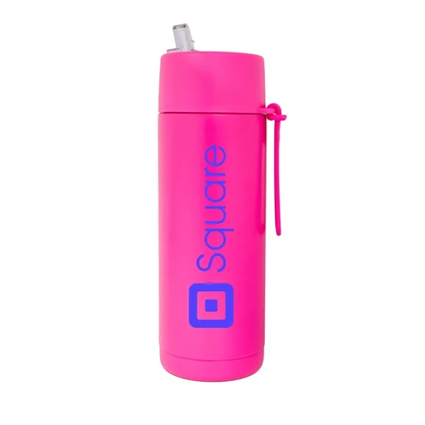 20 oz. Double Walled Stainless Steel Bottle with flip-up straw lid.... from ASI 90807 Tekweld