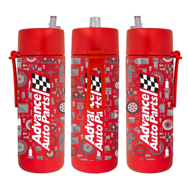 20 oz. Double Walled Stainless Steel Bottle with flip-up straw lid.... from ASI 90807 Tekweld