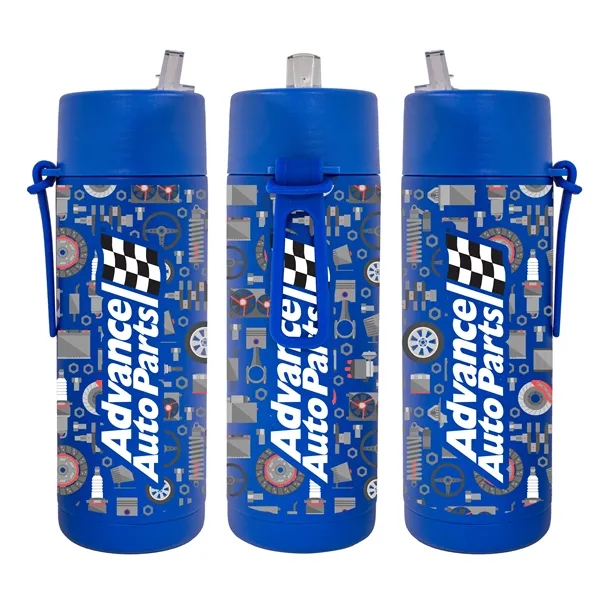 20 oz. Double Walled Stainless Steel Bottle with flip-up straw lid.... from ASI 90807 Tekweld