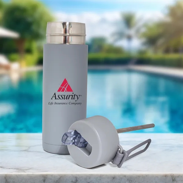 20 oz. Double Walled Stainless Steel Bottle with flip-up straw lid.... from ASI 90807 Tekweld