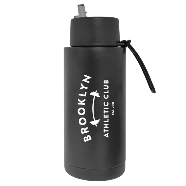 32 oz. Double Walled Stainless Steel Bottle with flip-up straw lid.... from ASI 90807 Tekweld