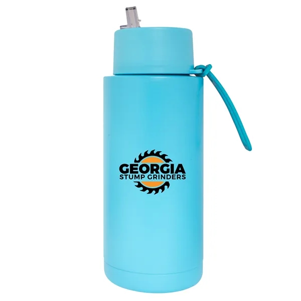 32 oz. Double Walled Stainless Steel Bottle with flip-up straw lid.... from ASI 90807 Tekweld
