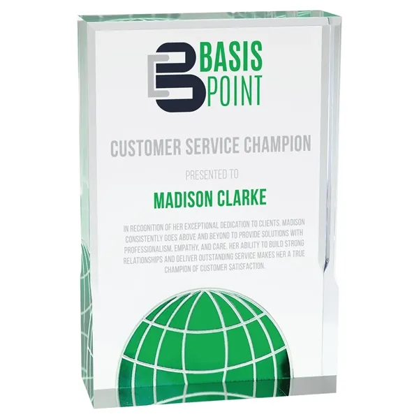 5" x 1" x 7" Globe freestanding acrylic award with 1/8"... from ASI 74601 Calico