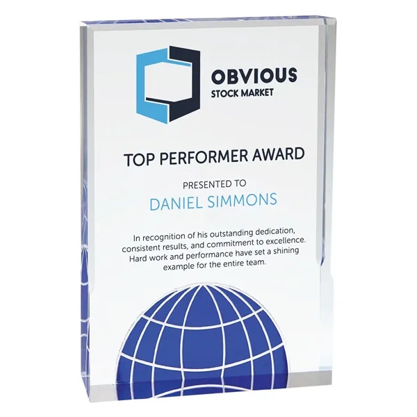 6" x 1" x 8" Globe freestanding acrylic award with 1/8"... from ASI 74601 Calico