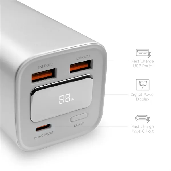 Dynamis, Metallic High Capacity Power Bank with Retractable Cable... from ASI 91435 Tomax USA