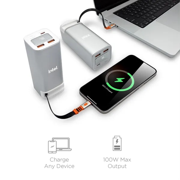 Dynamis, Metallic High Capacity Power Bank with Retractable Cable... from ASI 91435 Tomax USA