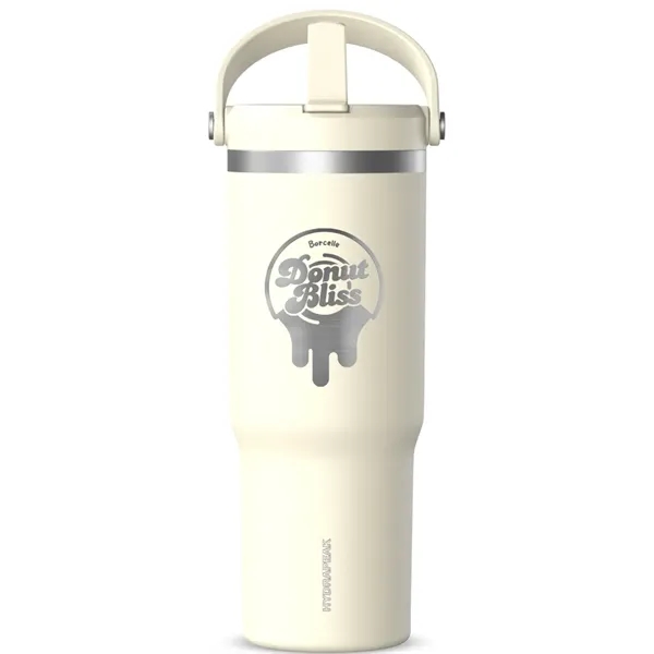 32 oz. stainless steel tumbler with double-wall insulation, lid, straw and... from ASI 57653 Gold Bond
