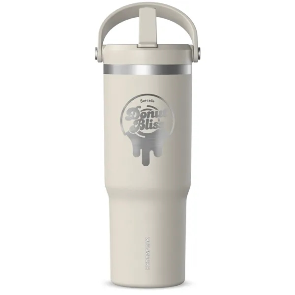 32 oz. stainless steel tumbler with double-wall insulation, lid, straw and... from ASI 57653 Gold Bond