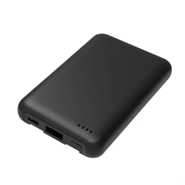 5000mAh power bank, built-in USB-C and Lightning cables mean you're never... from ASI 74741 NVS Promo Designs, Inc.