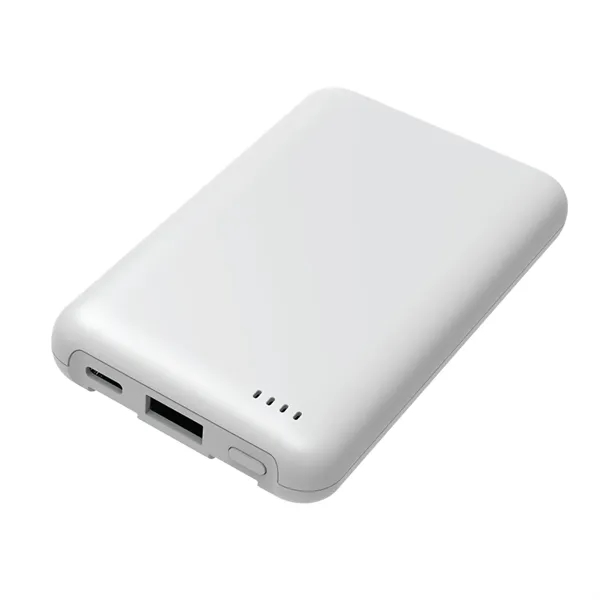 5000mAh power bank, built-in USB-C and Lightning cables mean you're never... from ASI 74741 NVS Promo Designs, Inc.