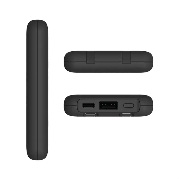 5000mAh power bank, built-in USB-C and Lightning cables mean you're never... from ASI 74741 NVS Promo Designs, Inc.