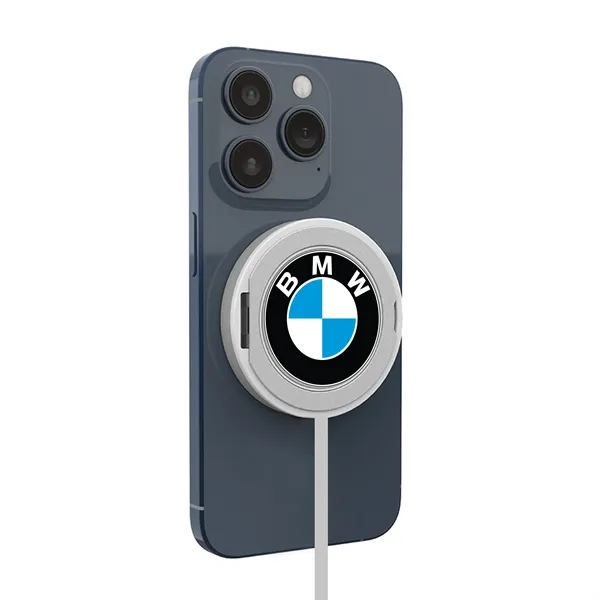 2-1 Magnetic Wireless Charger & phone stand. Effortlessly attach to the... from ASI 74741 NVS Promo Designs, Inc. / NVS Promo