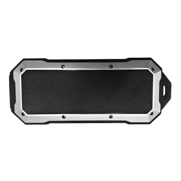 Waterproof Bluetooth Speaker with large flat metal grill for custom imprint.... from ASI 74741 NVS Promo Designs, Inc. / NVS Promo