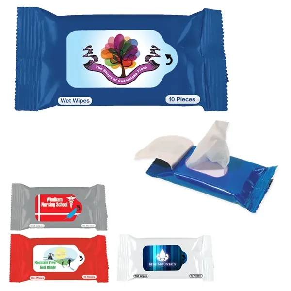 Wet Wipe Packet.  Contains 10 Wipes.  Meets FDA Requirements.... from ASI 61125 Hit Promotional Products / Hit®