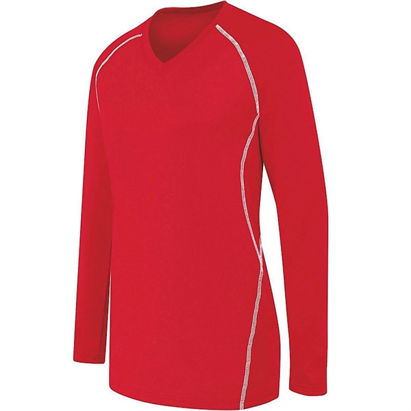 Ladies' long sleeve jersey with V-neck collar.... from ASI 37461 Augusta Sportswear