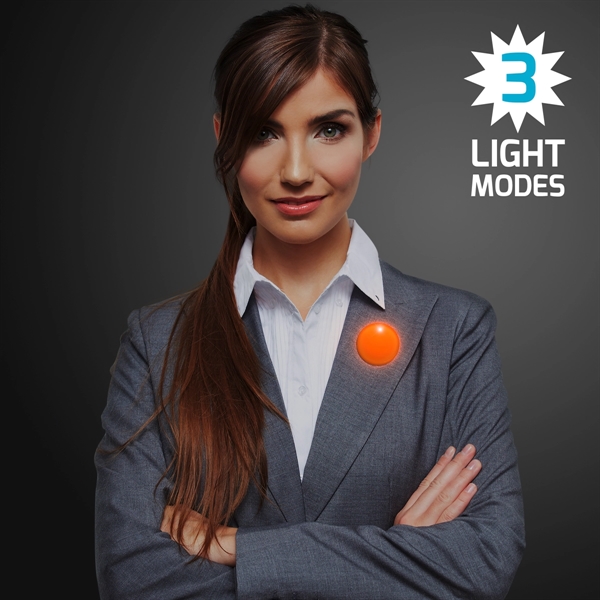 Circle frosted badge with flashing light, safety pin closure. Blank or... from ASI 34194 ALightPromos / Alight Promotional Products
