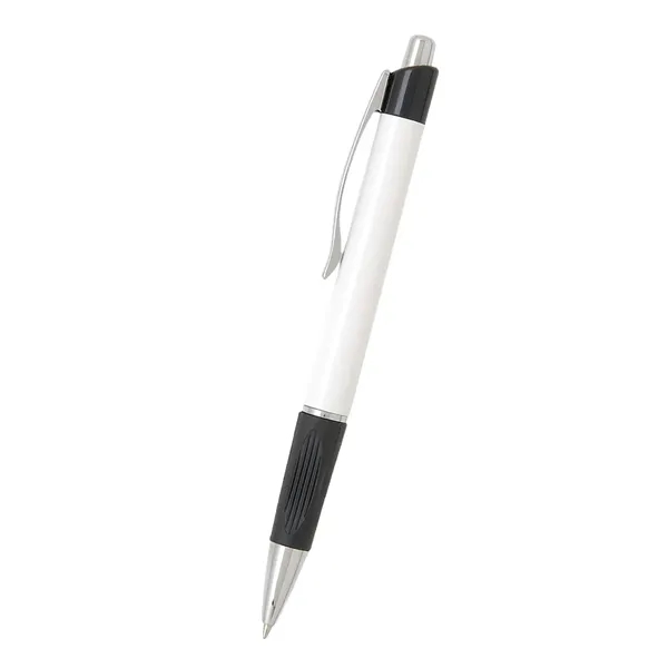 Plastic plunger-action ballpoint with soft grip section.... from ASI 61125 Hit Promotional Products / Hit®