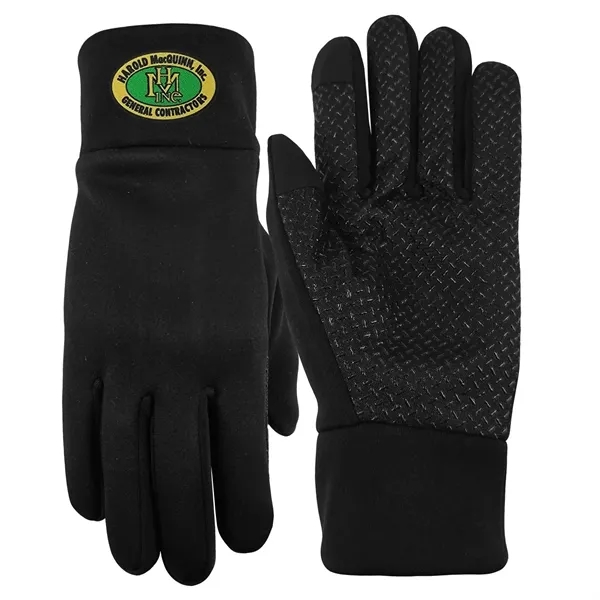 90% polyester and 5% spandex text gloves with 5% pvc grip... from ASI 90160 Suntex Industries