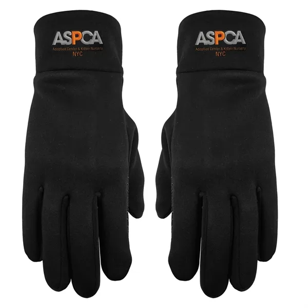 90% polyester and 5% spandex text gloves with 5% pvc grip... from ASI 90160 Suntex Industries