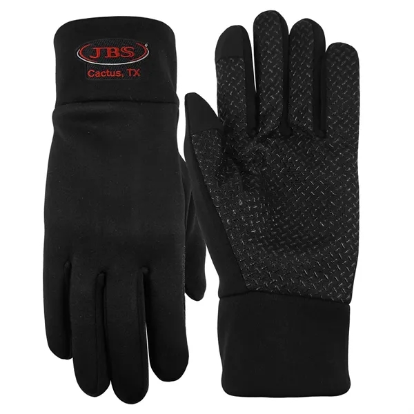 90% polyester and 5% spandex text gloves with 5% pvc grip... from ASI 90160 Suntex Industries