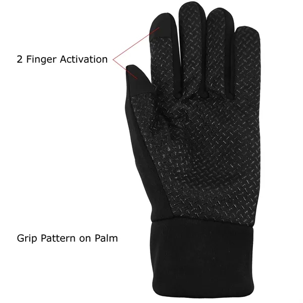 90% polyester and 5% spandex text gloves with 5% pvc grip... from ASI 90160 Suntex Industries