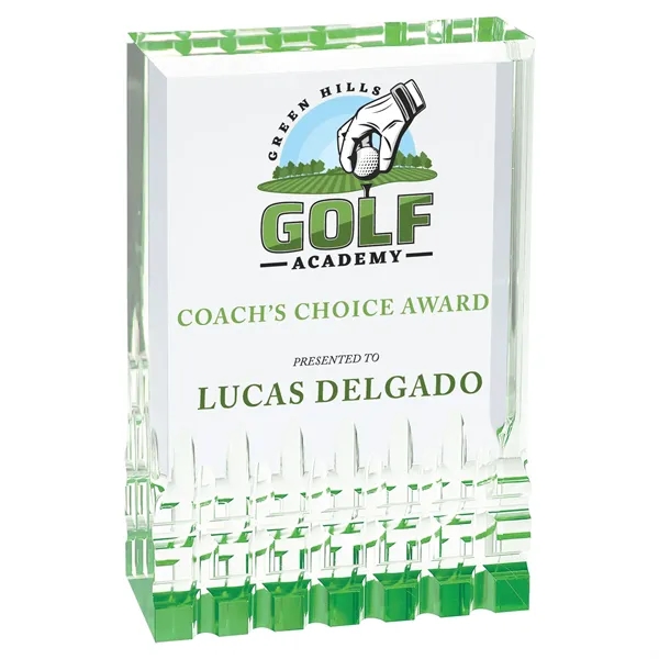 3 1/2" x 5" x 1" freestanding acrylic trophy with frosted... from ASI 74601 Calico