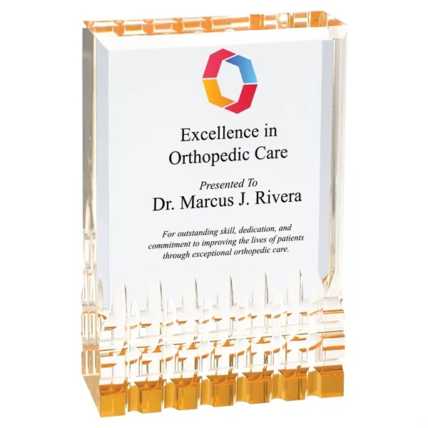 3 1/2" x 5" x 1" freestanding acrylic trophy with frosted... from ASI 74601 Calico