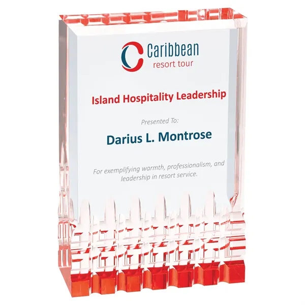 3 1/2" x 5" x 1" freestanding acrylic trophy with frosted... from ASI 74601 Calico