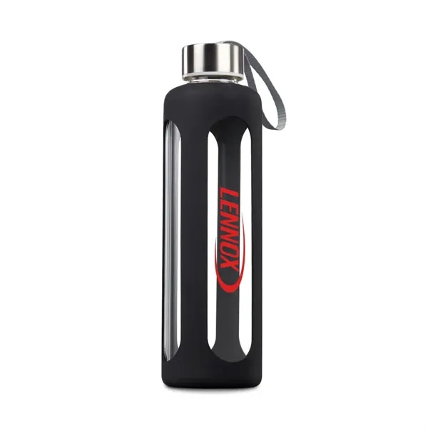 Single wall glass water bottle with protective silicone sleeve... from ASI 84592 St Regis Group