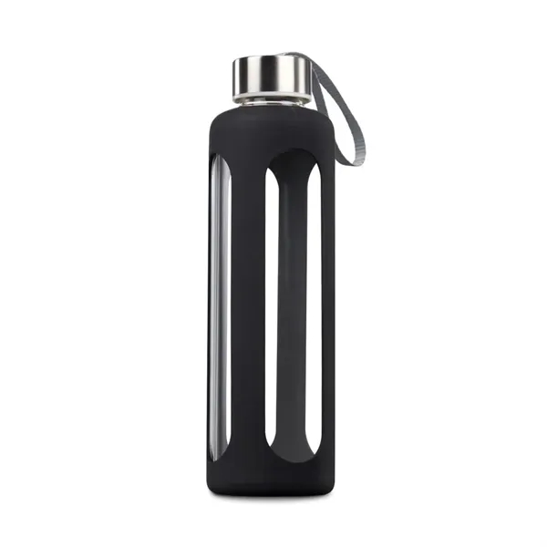 Single wall glass water bottle with protective silicone sleeve... from ASI 84592 St Regis Group