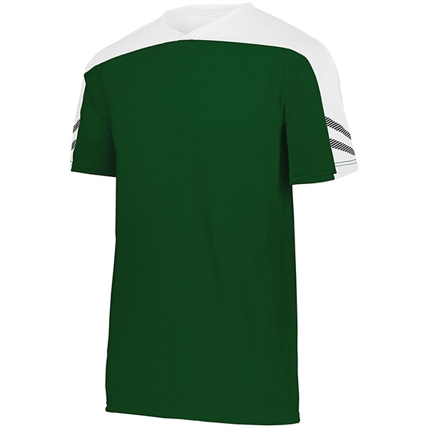 Youth Anfield soccer jersey,  88% polyester / 12% spandex knit... from ASI 37461 Augusta Sportswear