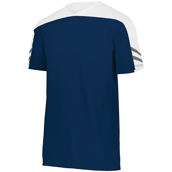 Youth Anfield soccer jersey,  88% polyester / 12% spandex knit... from ASI 37461 Augusta Sportswear