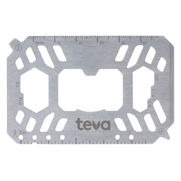 Credit card sized multi-tool with bottle opener, five wrenches, screwdrivers, scraper,... from ASI 46170 Compass Industries Inc