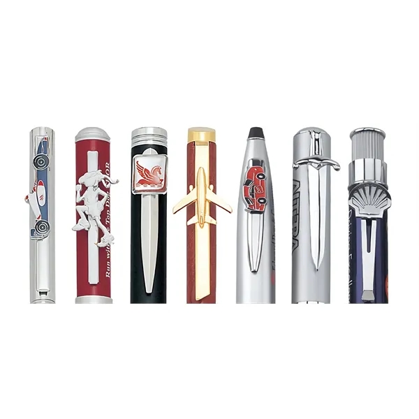 Brass click-action ballpoint pen with a lacquer-coated barrel, wavy design chrome... from ASI 68190 Lungsal / Lungsal