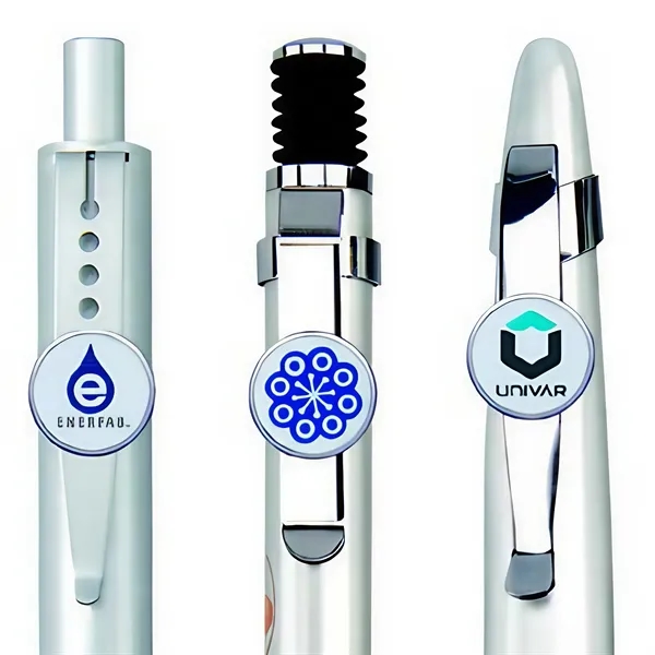 Brass click-action ballpoint pen with a lacquer-coated barrel, wavy design chrome... from ASI 68190 Lungsal / Lungsal