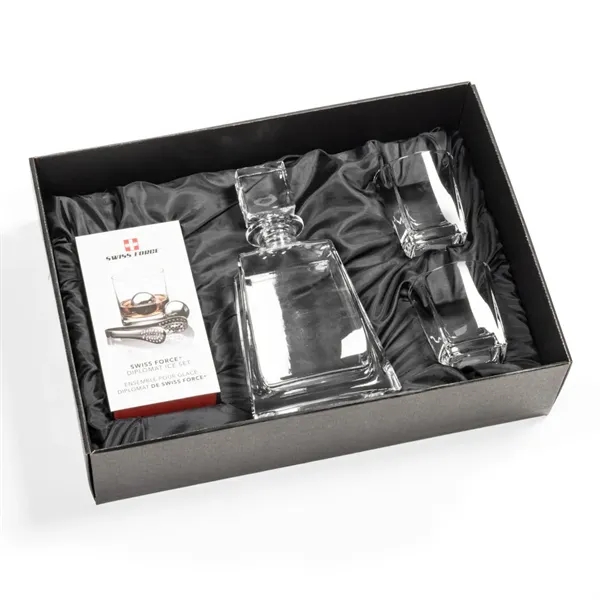 The Govenor Lead-Free Crystalline Decanter is paired with 2 matching glasses... from ASI 84592 St Regis Group