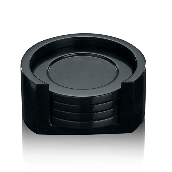 Black genuine marble coaster set with 4 coasters in a complimenting... from ASI 84592 St Regis Group