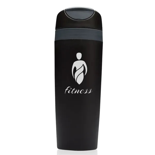 BPA-free 16 oz. plastic travel tumbler with flip lip, frosted color... from ASI 39552 BEL Promo