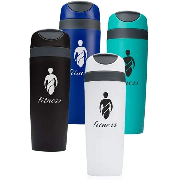 BPA-free 16 oz. plastic travel tumbler with flip lip, frosted color... from ASI 39552 BEL Promo