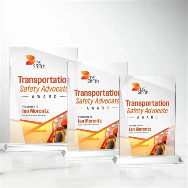 The 0.75 inch thick Shamrock VividPrint™ Award is a tall Starfire... from ASI 84592 St Regis Group / St Regis