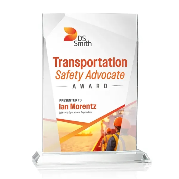 The 0.75 inch thick Shamrock VividPrint™ Award is a tall Starfire... from ASI 84592 St Regis Group / St Regis