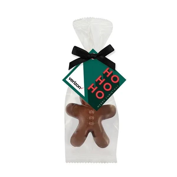 Gingerbread man milk chocolate bar in a favor bag... from ASI 71685 Midnite Snax®
