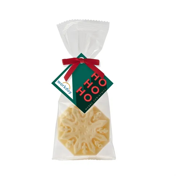 Snowflake white chocolate bar in a favor bag... from ASI 71685 Midnite Snax®