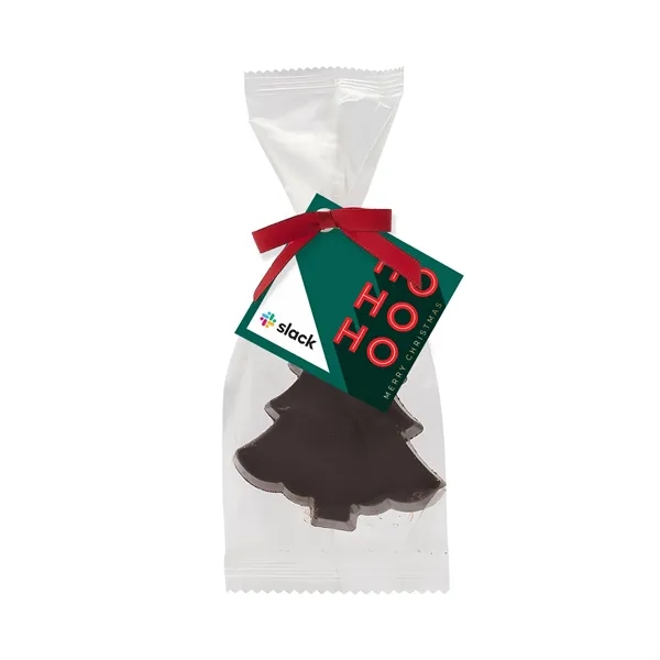 Holiday tree dark chocolate bar in a favor bag... from ASI 71685 Midnite Snax®