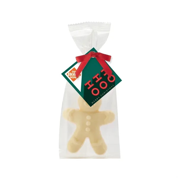 Gingerbread man white chocolate bar in a favor bag... from ASI 71685 Midnite Snax®