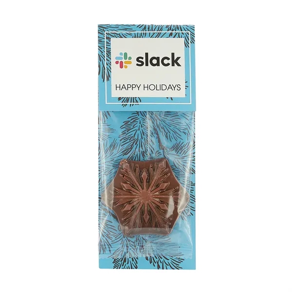 Snowflake shaped dark chocolate bar in a bag with a header... from ASI 71685 Midnite Snax®